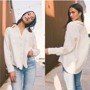 By Together Cream Gauze Double Cloth Button-Up Shirt